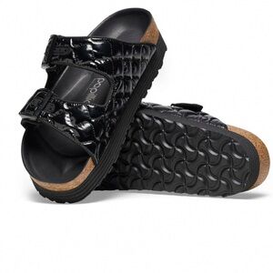 New! Birkenstock Black Arizona Platform Quilted Padded/Papillio